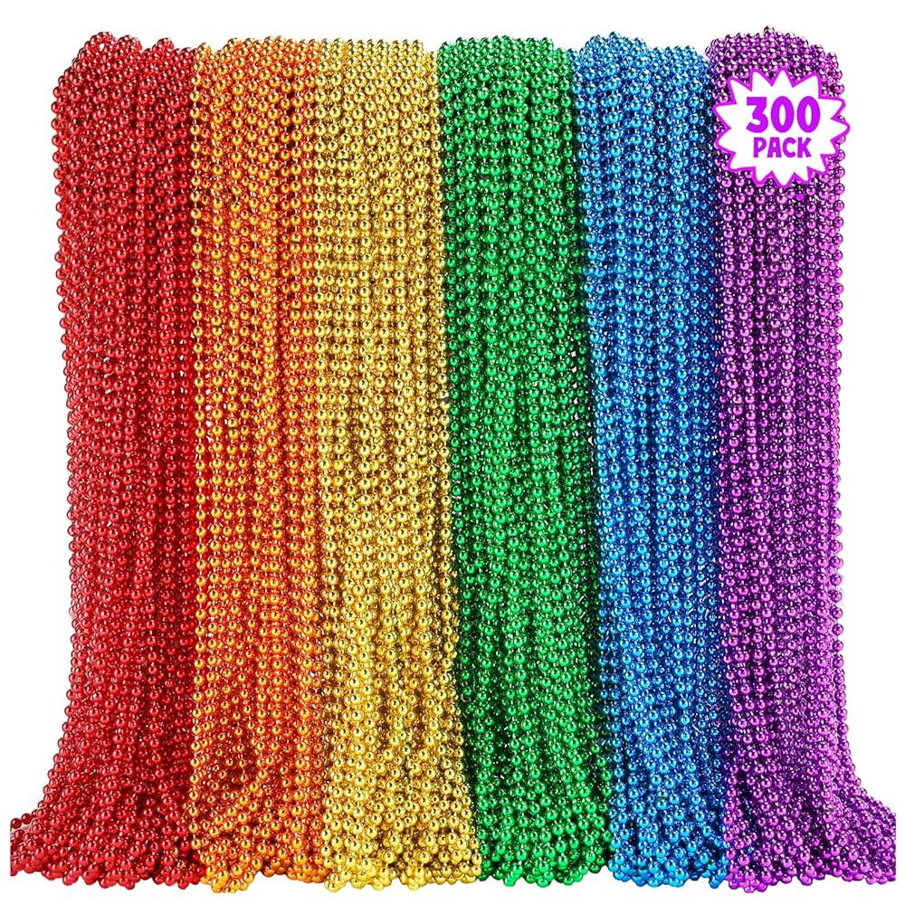스카우안 300PCS 프라이드 레인보우 비즈 목걸이 벌크, 6가지 색상 33인치 LGBTQ 액세서리, 프라이드의 달 퍼레이드를 위한 게이 레즈비언 파티 선호 의상 장식 - 상품 이미지