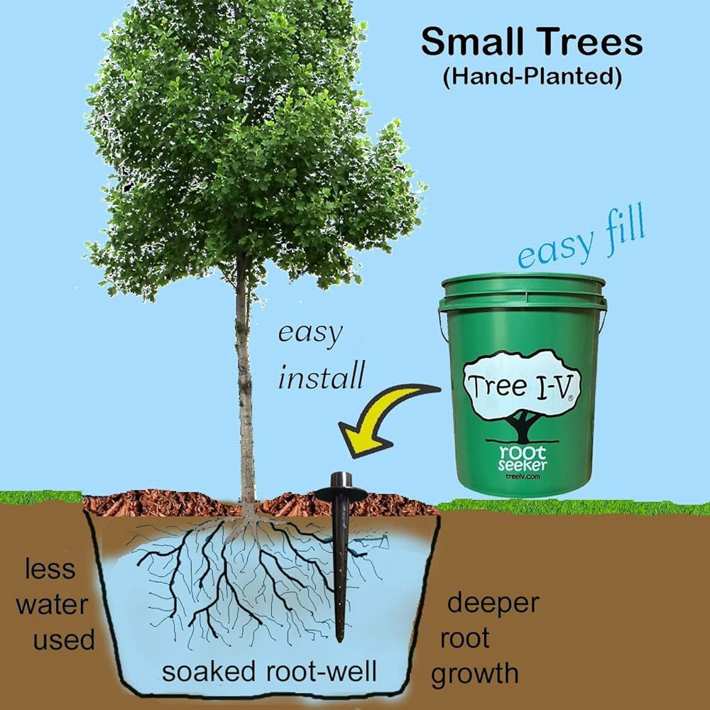 Tree I-V 6-Pk 오리지널 베이스 루트 피더 급수 시스템 - 손으로 채우지 않는 내구성 있는 자급식 5갈 저수지 6분 만에 나무 6그루 물주기 주간 - 상세 이미지 2