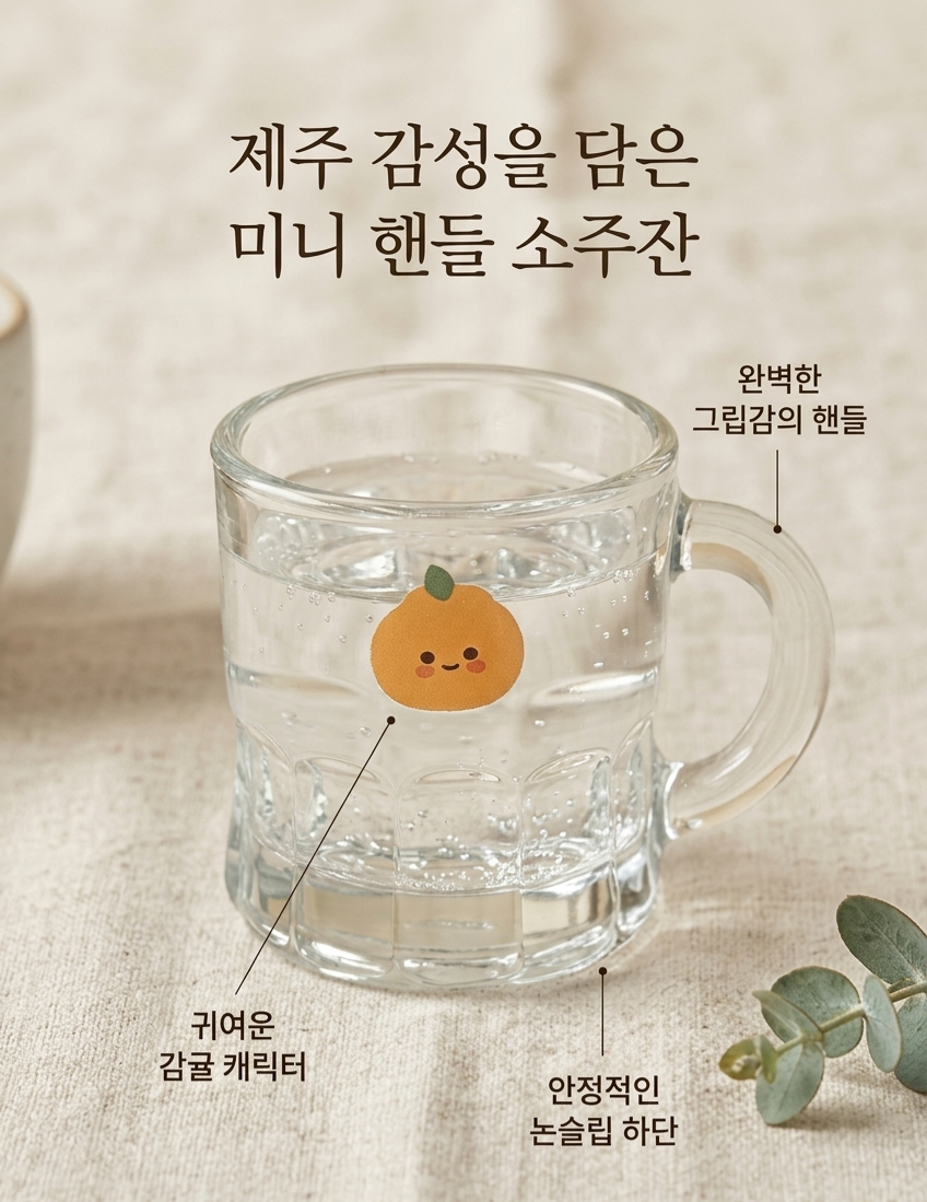 소주잔 제주도 감성선물 손잡이 미니 유리 술잔 선물용컵 집들이선물 - 상세 이미지 4