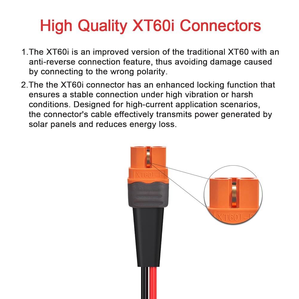 ELFCULB 10AWG 2FT 태양광-XT60i 케이블 2 10 25 35 50 75 100FT 태양광 커넥터와 휴대용 발전소용 XT60i 어댑터 (2FT) - 상세 이미지 3
