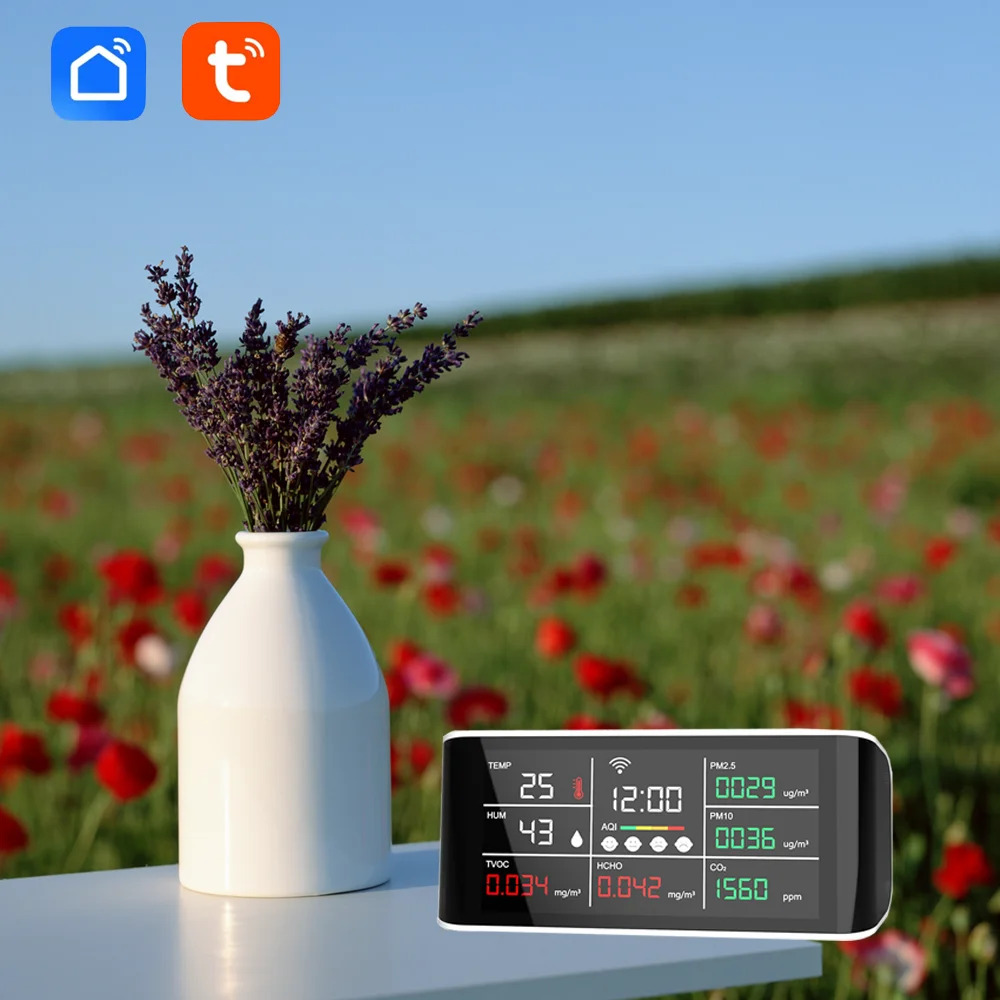 스마트 WiFi 이산화탄소 감지기 에어PM2.5/HCHO/TVOC