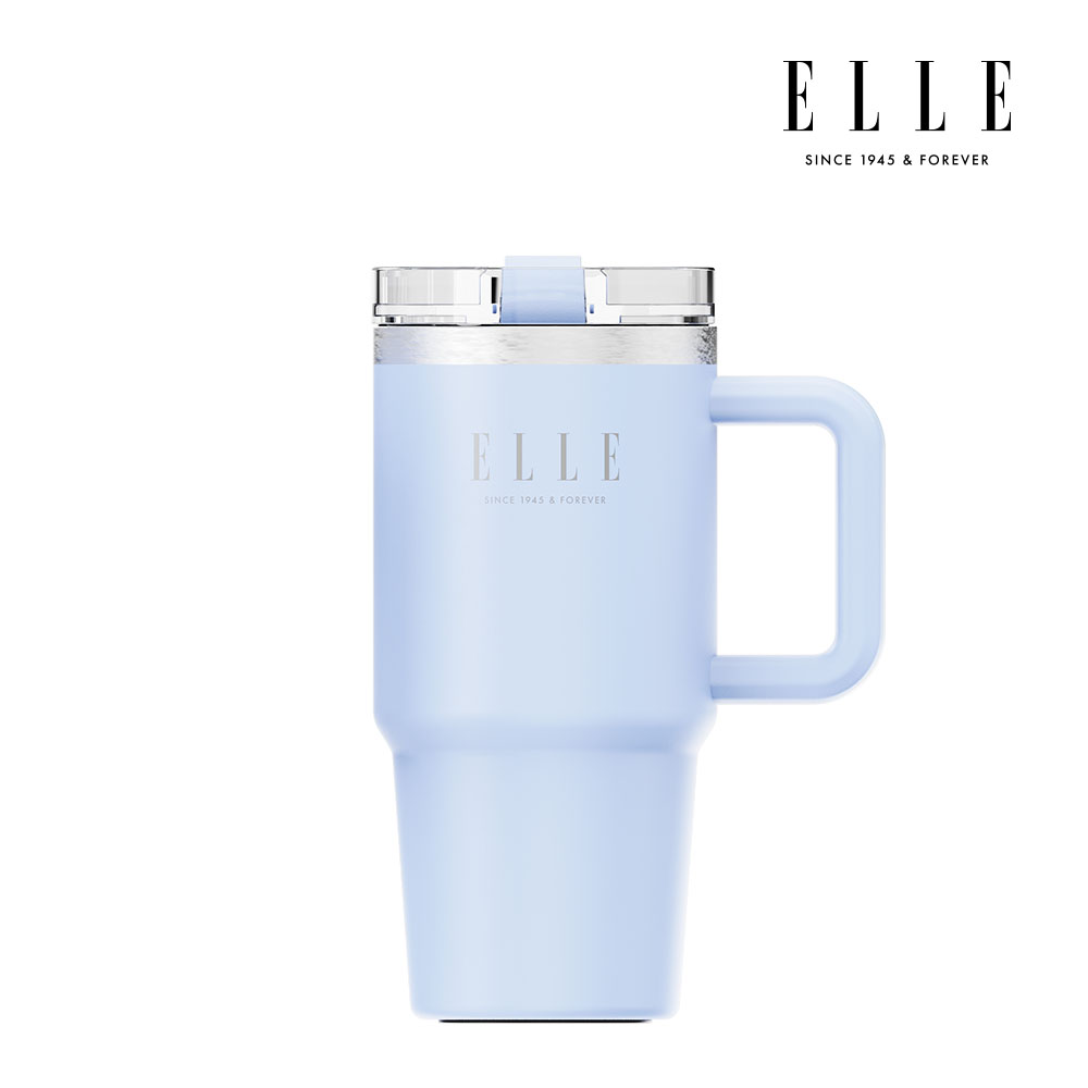 엘르 시그니처 퓨어 텀블러 대용량 차량용 스텐 빨대 손잡이 600ml, 스카이블루, 1개 - 상품 이미지