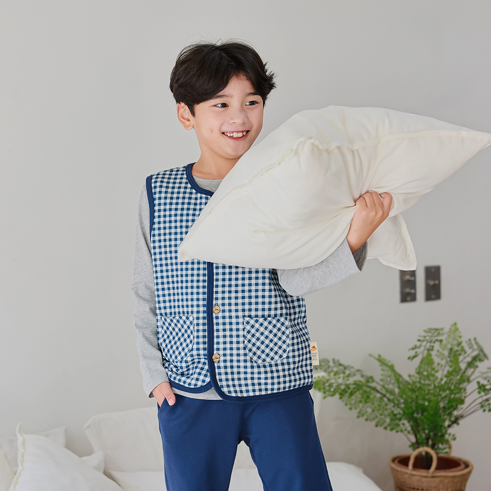 [삐삐롱]체크핑NV 미니쭈리기모 반조끼