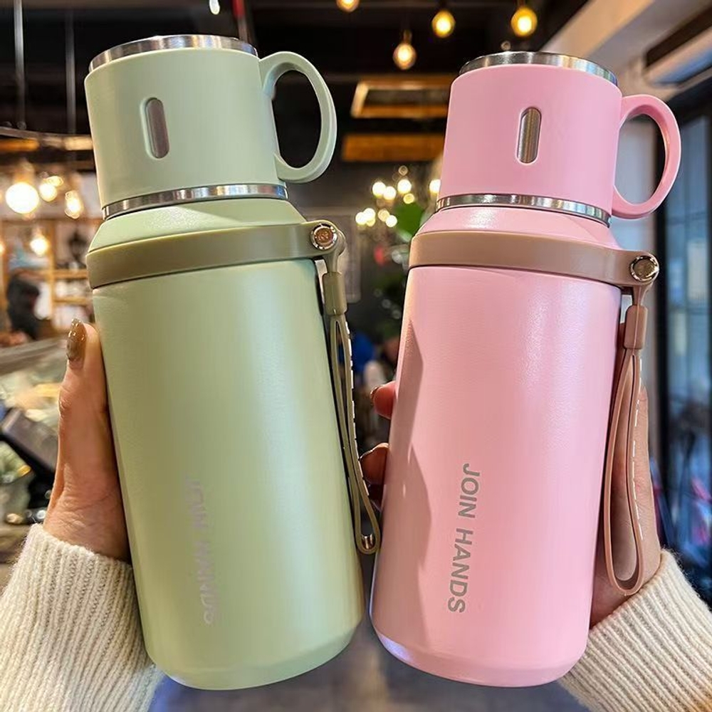 클래식 316 텀블러 보온보냉 600ml 스텐 휴대용 물병 보온병 그린베이지 - 상세 이미지 2