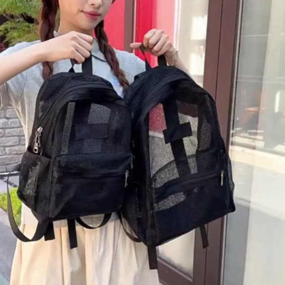 나일론 메쉬배낭 여성배낭 망사백팩 여행 투명 학생 망사 - 상품 이미지