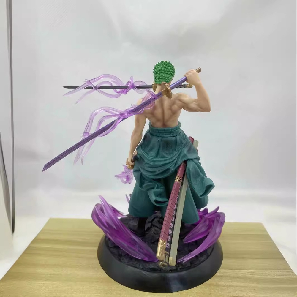 원피스 조로 피규어 23cm 삼도류 스태츄 장식 보라색 이펙트 연출 소장용 해외판 조로 23cm - 상세 이미지 4