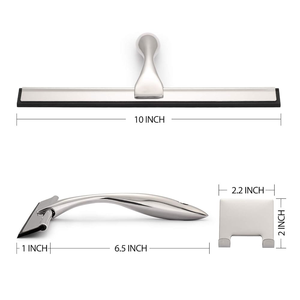 샤워 도어, 욕실, 창문 및 자동차 유리용 하이웨어 다용도 스퀴지 - 스테인리스 스틸, 10인치 Silver 10-Inch - 상세 이미지 3