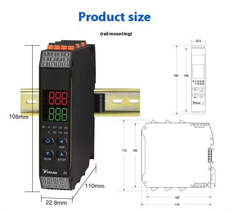 다채널 가이드 레일 온도 220V 고정밀 지능형 PID 조절기 485 통신 제어 24V