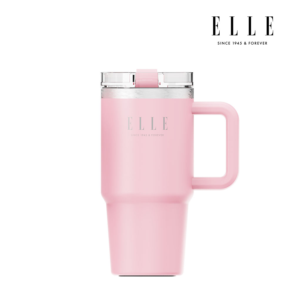 엘르 시그니처 퓨어 텀블러 대용량 차량용 스텐 빨대 손잡이 600ml, 베이비핑크, 1개 - 상품 이미지