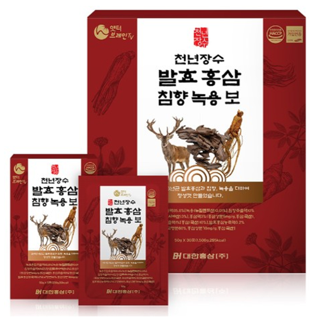 대한홍삼 천년장수 발효홍삼 침향 녹용보 50ml x 30포 - 상품 이미지