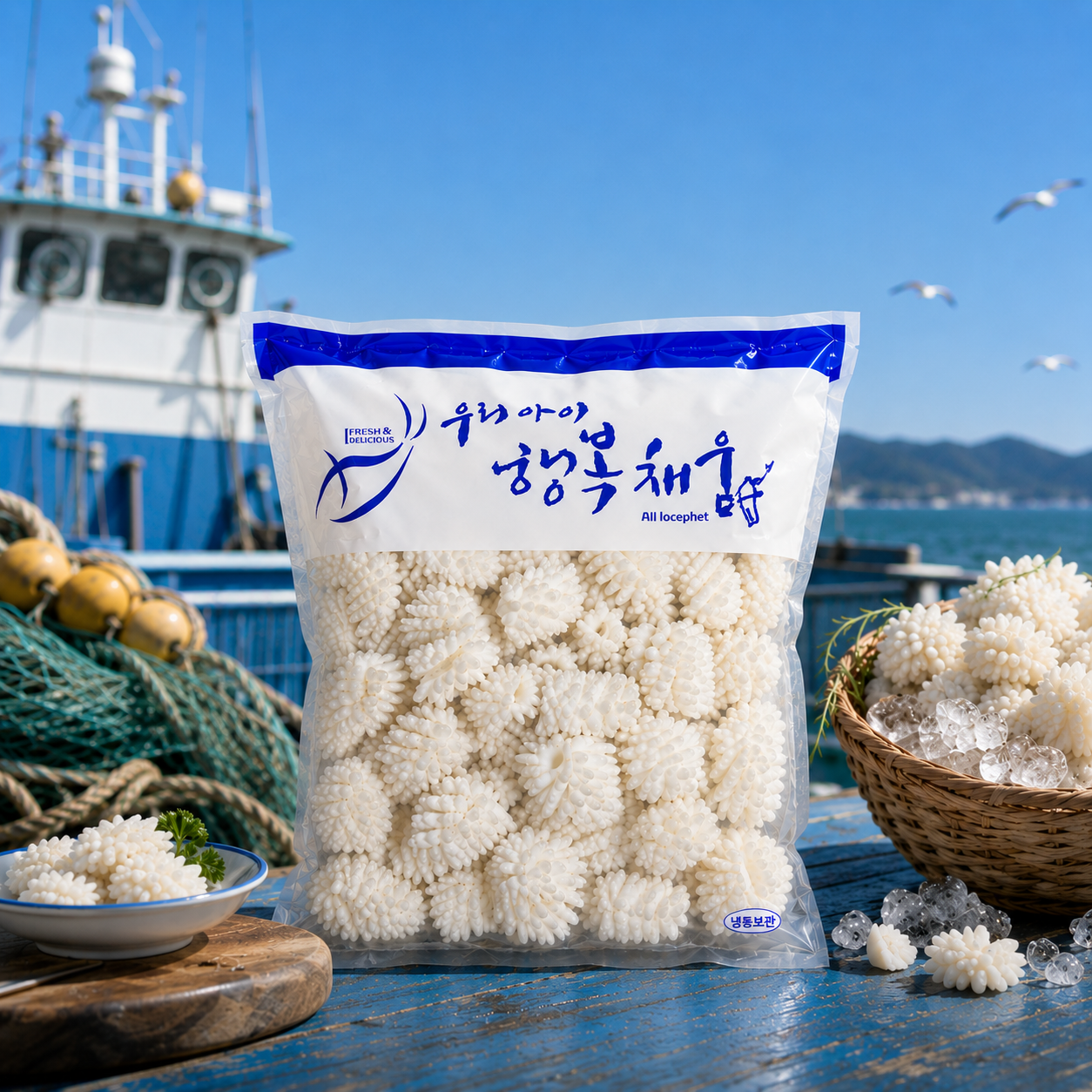 바다한끼 솔방울 오징어 2kg 냉동 손질 칼집 오징어 - 상품 이미지