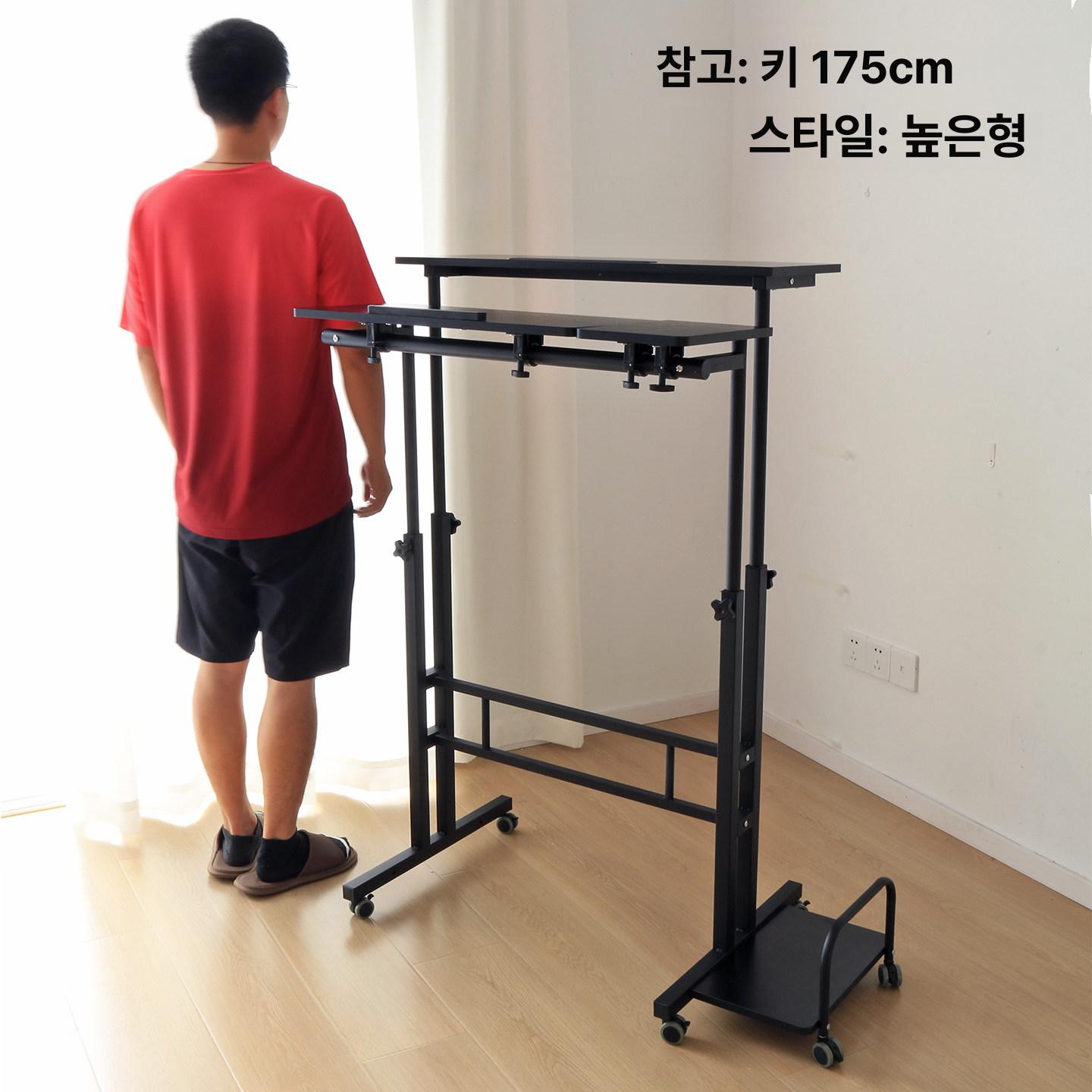 이동식 테이블 책상 스탠드 간이 노트북 원룸 바퀴달린 높이조절 입식 거치대 프레임 - 상세 이미지 3