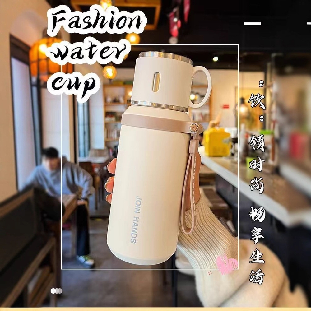 클래식 316 텀블러 보온보냉 600ml 스텐 휴대용 물병 보온병 그린베이지 - 상품 이미지