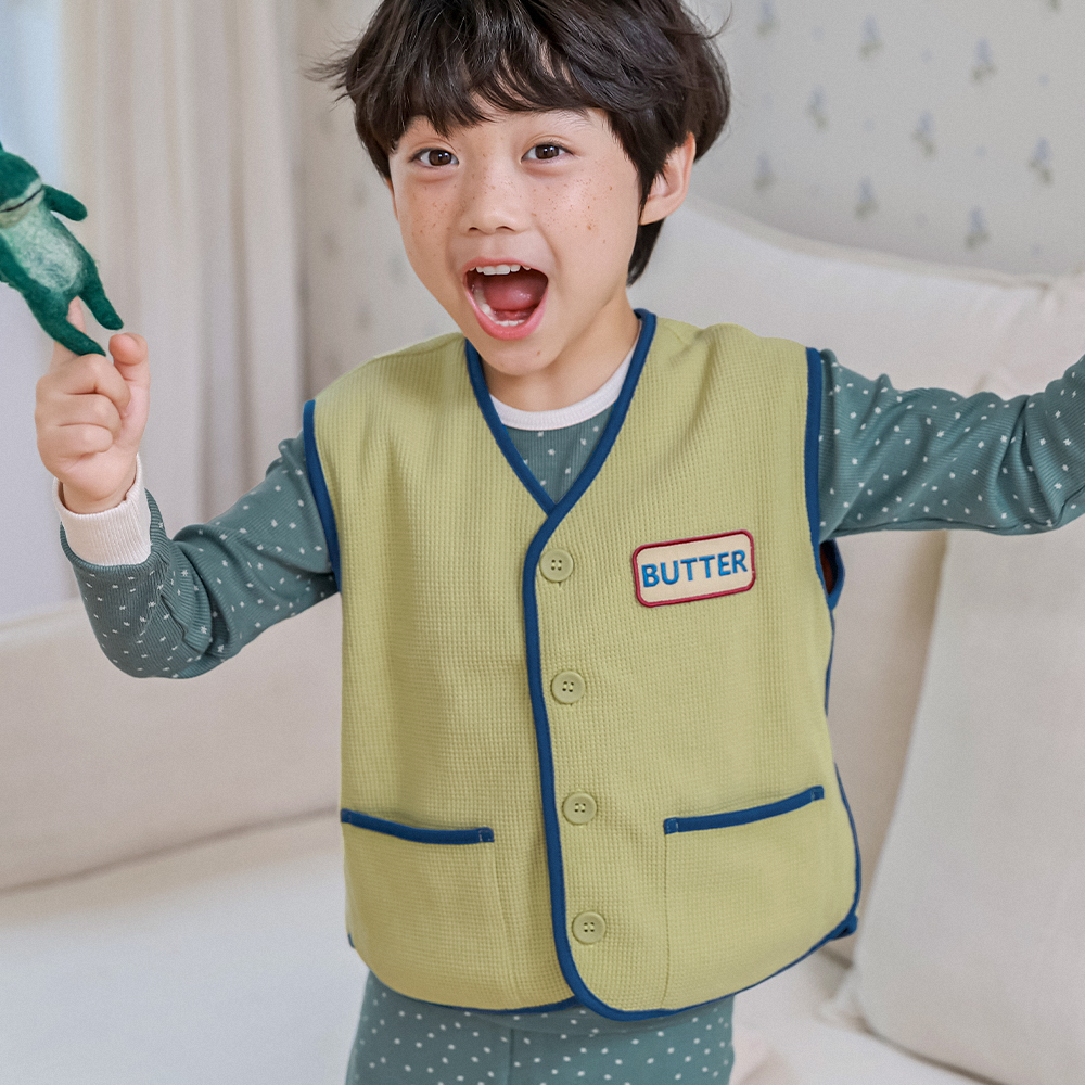 [삐삐롱]앤썸YE 와플 반조끼