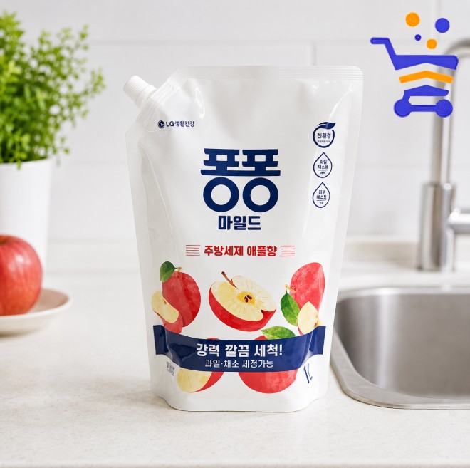 퐁퐁 마일드 주방세제 1L 리필 (애플향) - 상품 이미지