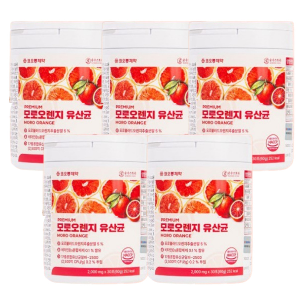 코오롱제약 모로오렌지 생유산균 분말 비타민CD 맛있는유산균 스틱 30포, 5개 - 상품 이미지