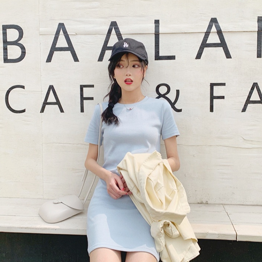 J2K 파스텔 칼라 데일리 여성 반팔 원피스 여름 데일리룩 - 상세 이미지 3