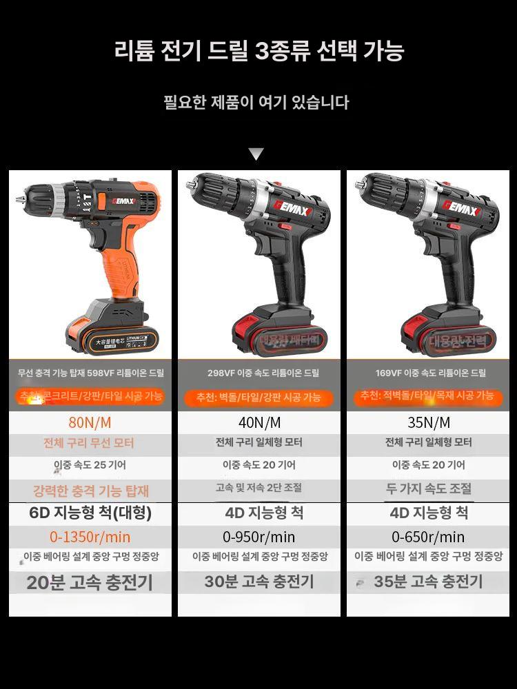 전기기능사 공구세트 작업용 다기능 배터리 드라이버 드릴 종합 키트 시험 수공구 - 상세 이미지 3