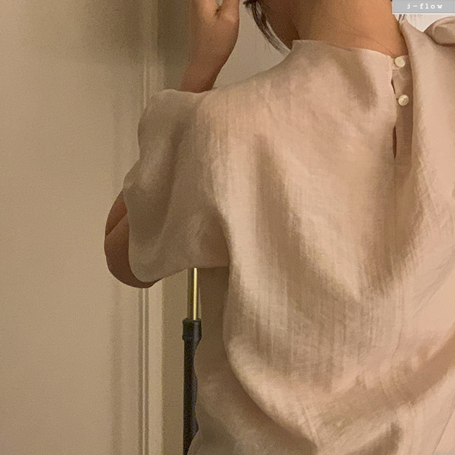 아오로 반목 드레이프 루즈핏 오간자 블라우스 3col 봄 여름 시스루 반팔 이너 제이플로우 - 상세 이미지 4