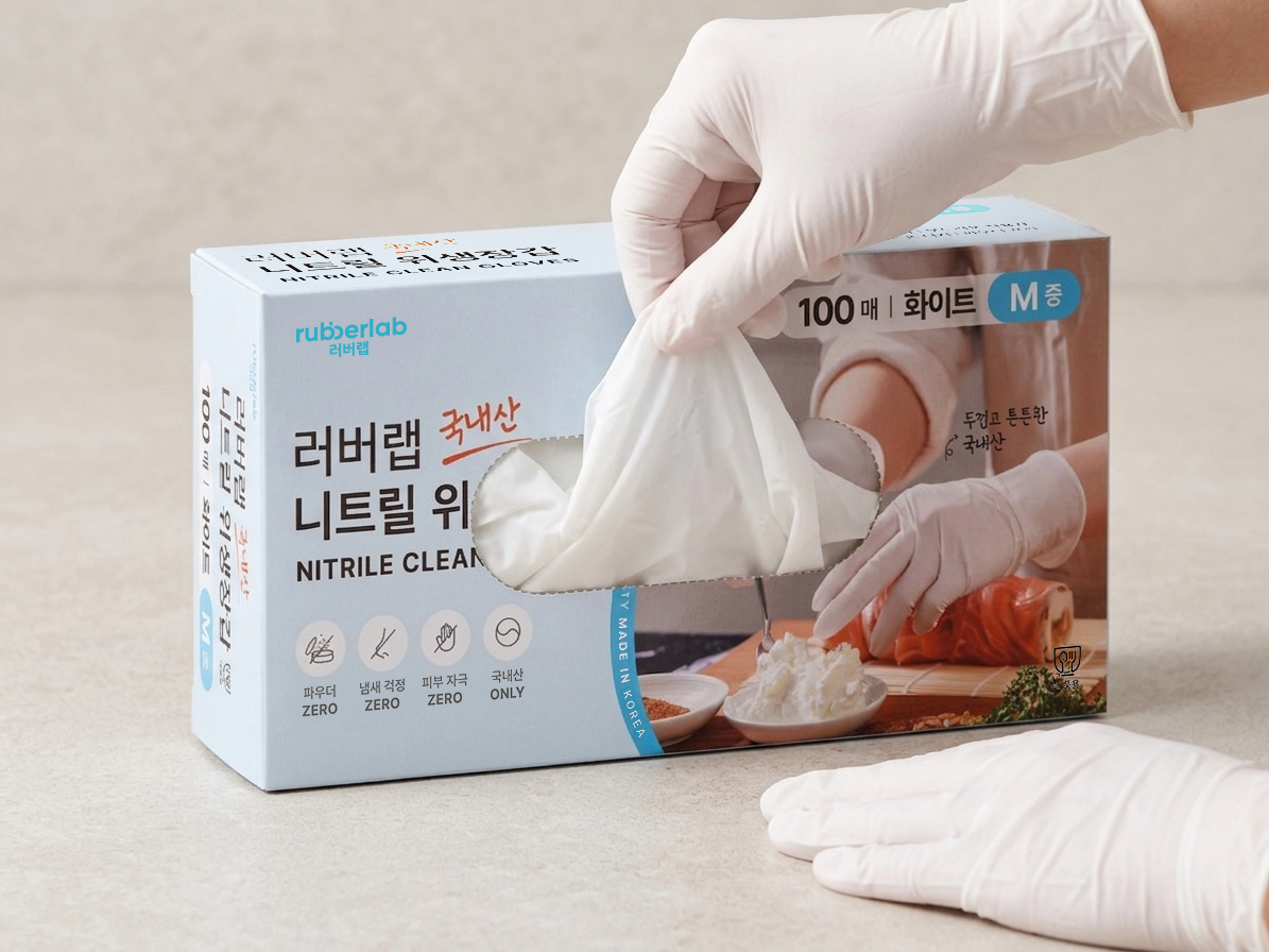 러버랩 유일국내산 니트릴장갑 M(중형), 화이트, 50개 - 상세 이미지 2