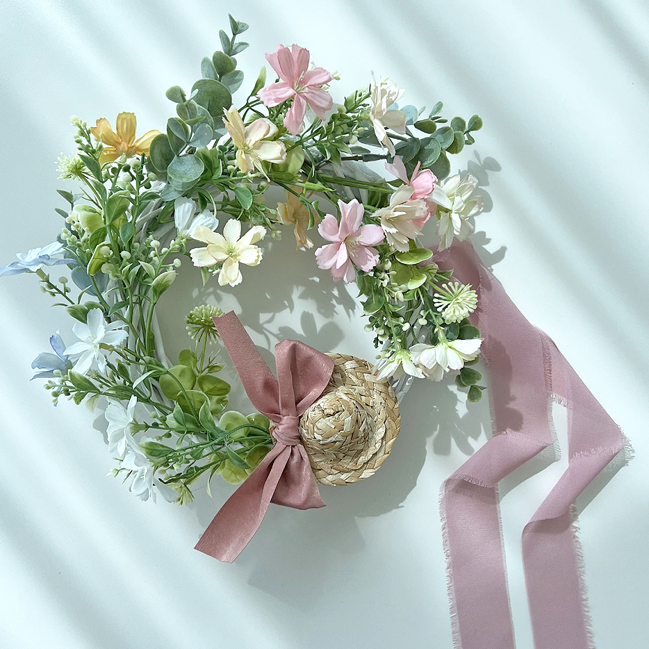 러블리 조화 리스 현관문 벽장식 꽃리스 인테리어 소품 25cm - 상세 이미지 2