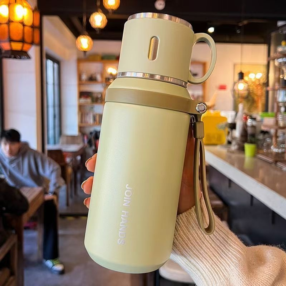 클래식 316 텀블러 보온보냉 600ml 스텐 휴대용 물병 보온병 그린베이지 이미지 6