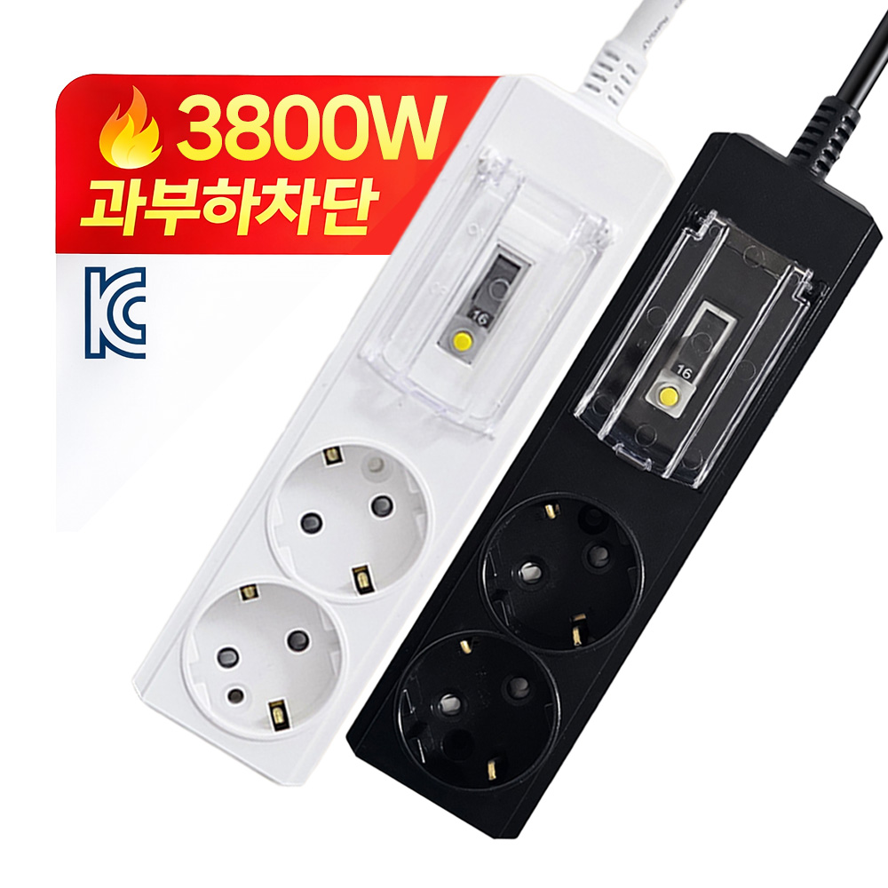 국산 대용량 3800W 에어컨 전기 연장선 1.5m 멀티콘센트 누전차단 2구 고용량 멀티탭 - 상세 이미지 2