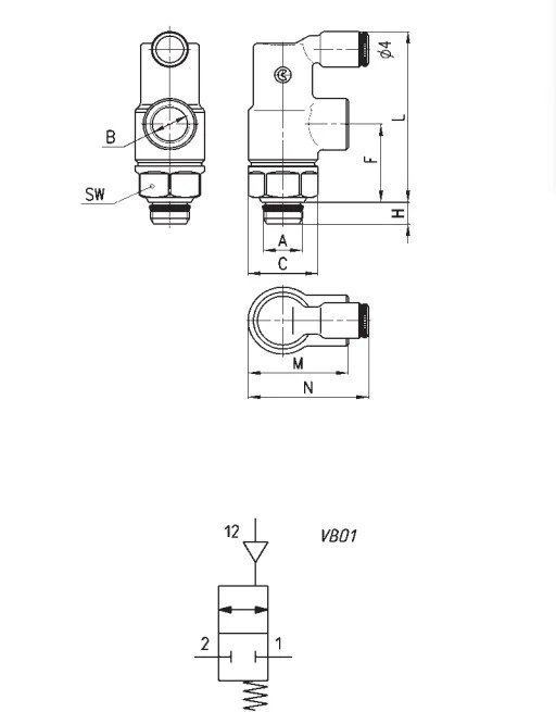Camozzi VBO-3/8 밸브 VBU 3/8 공압 부품 1/8