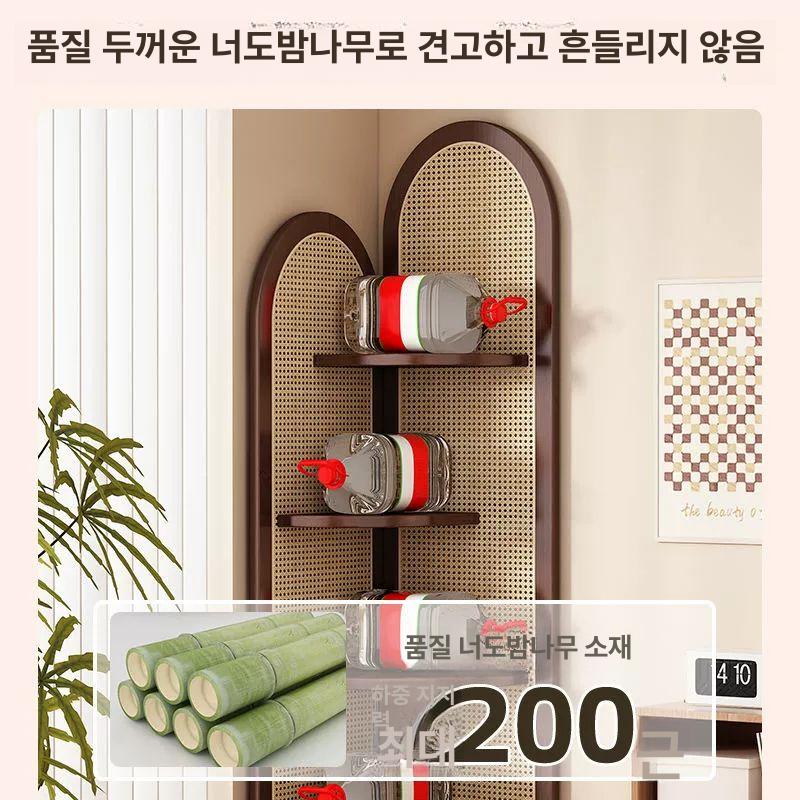 코너장 라탄협탁 감성 틈새 북유럽 수납장 빈티지 선반 수납대 바구니 정리함 심플 - 상세 이미지 4