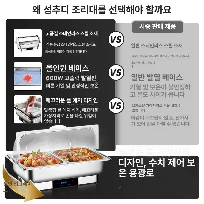 업소용 챠핑디쉬 차핑디쉬 워머등 푸드 뚜껑 음식워머 뷔페워머 플레이트 전기 - 상세 이미지 2