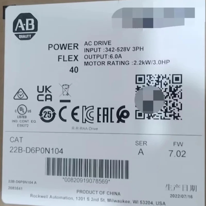 22B-D6P0N104 로크웰 AB PowerFlex40 인버터 22BD6P0N104