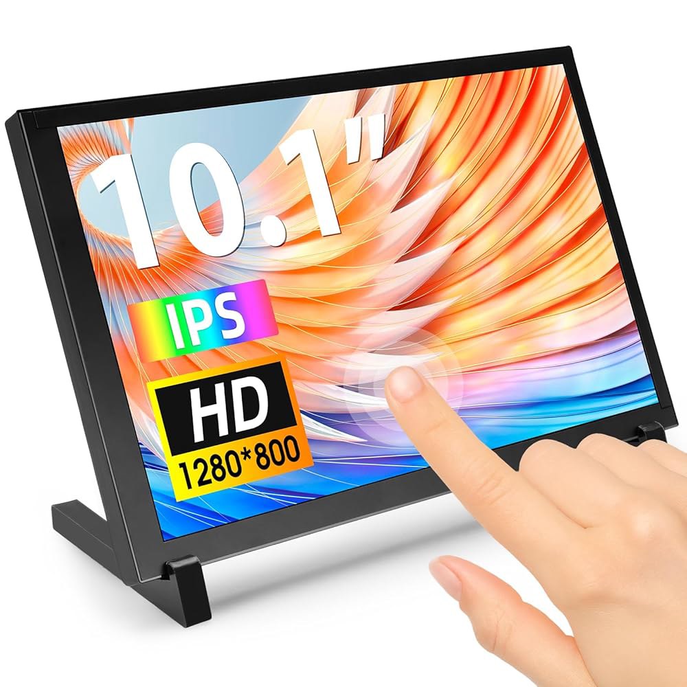 엘레크로우 10.1인치 터치스크린 모니터, 스탠드 포함 1280x800 IPS LCD HD 디스플레이, 라즈베리 파이 3 /3B+ /4B /5, 젯슨 나노, 바나나 파이, PC, - 상품 이미지