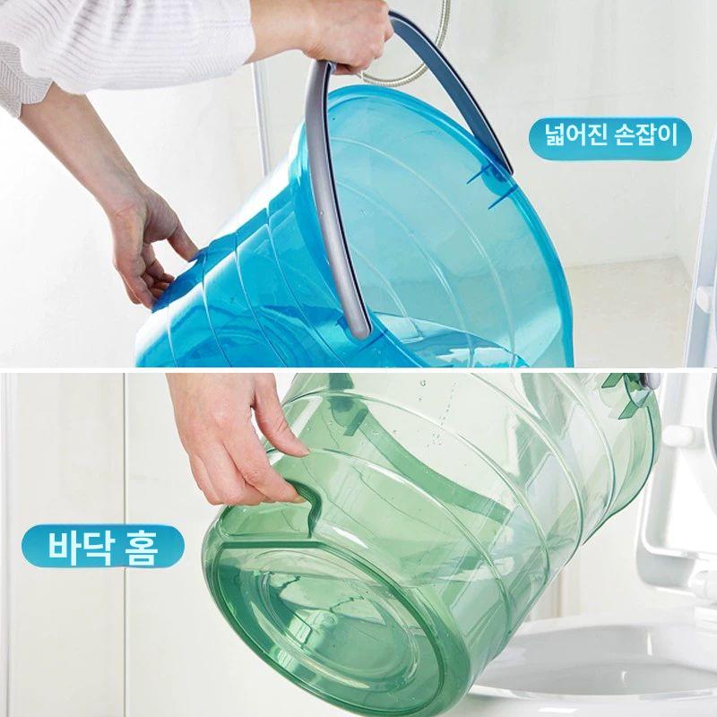 투명 양동이 화장실대야 손잡이 세숫대야 주방 물바가지 목욕 욕실 세수대야 다용도 - 상세 이미지 4