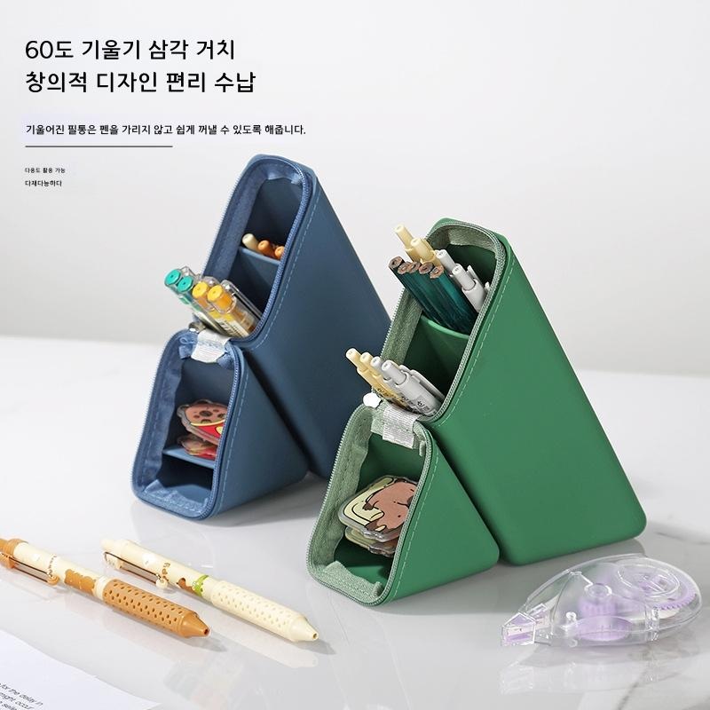 대용량 실리콘 필통 높이조절 펜꽂이 문구 수납 노란색 - 상세 이미지 2