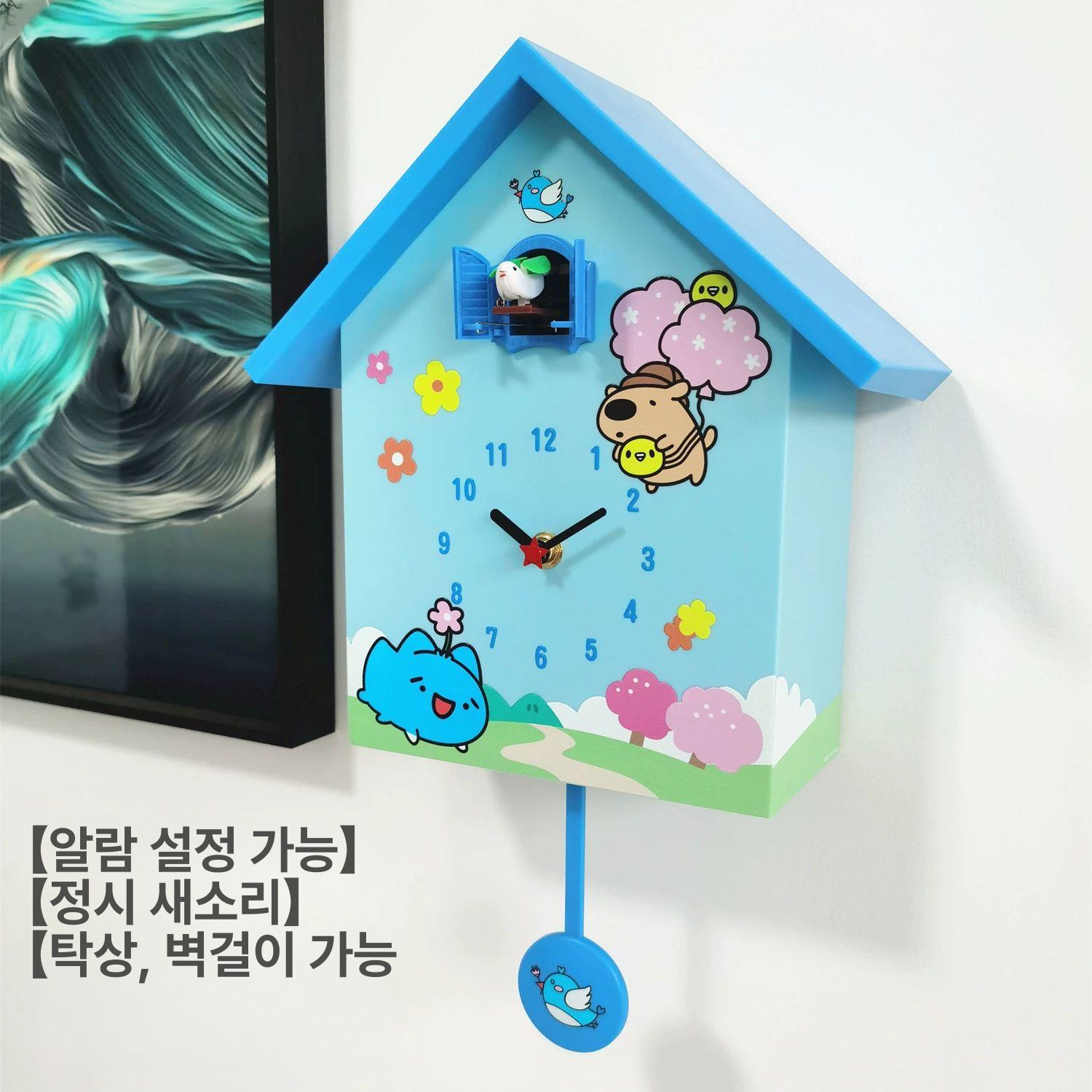 뻐꾸기 시계 새소리 레드 알림 정각 알람 탁상용 미니멀 럭셔리 화이트 없음 - 상세 이미지 2