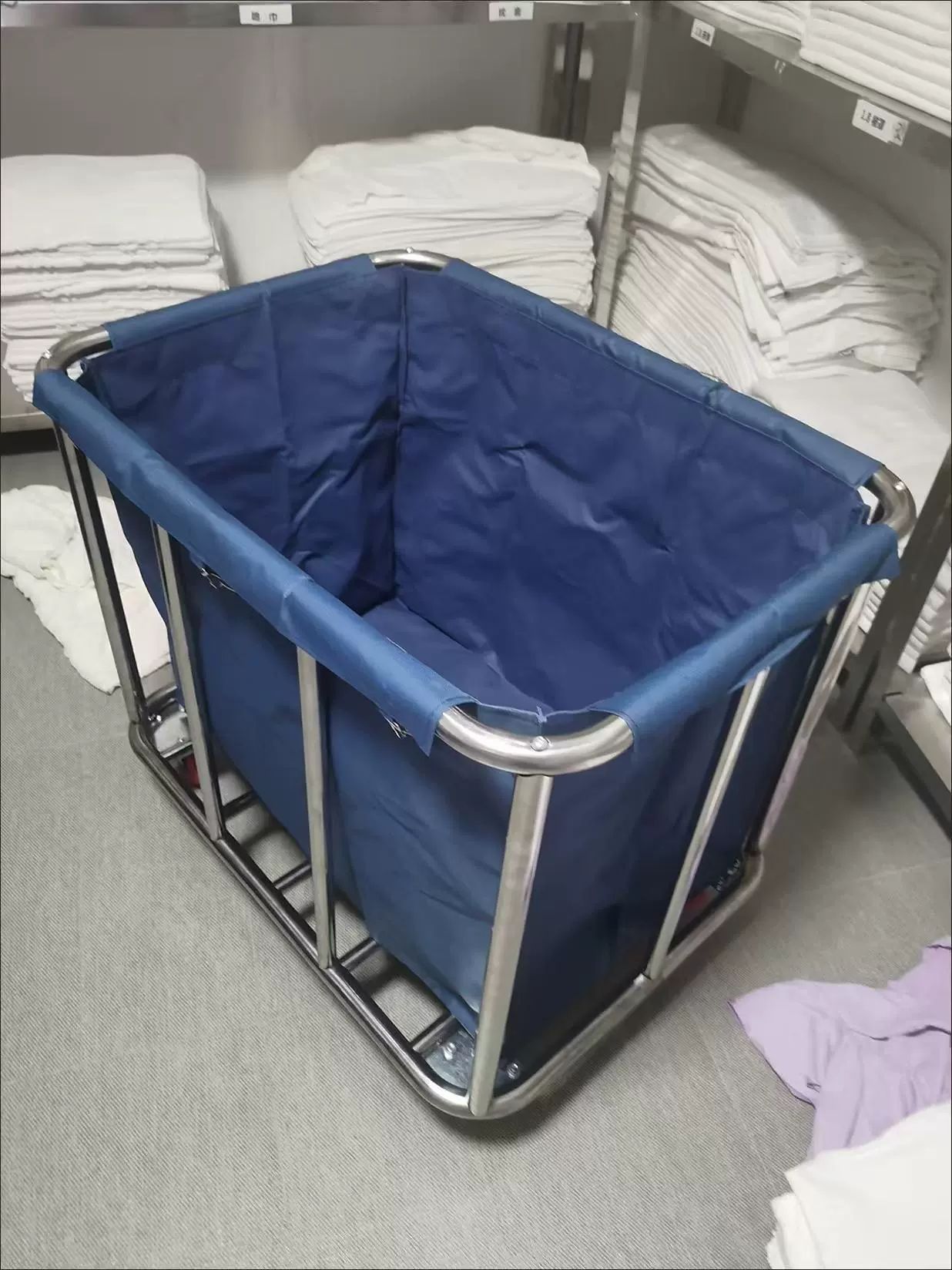 호텔 린넨카트 숙박 다기능 빨래 청소 업소 린넨 카트 세탁물 스텐 룸 도구함 - 상품 이미지