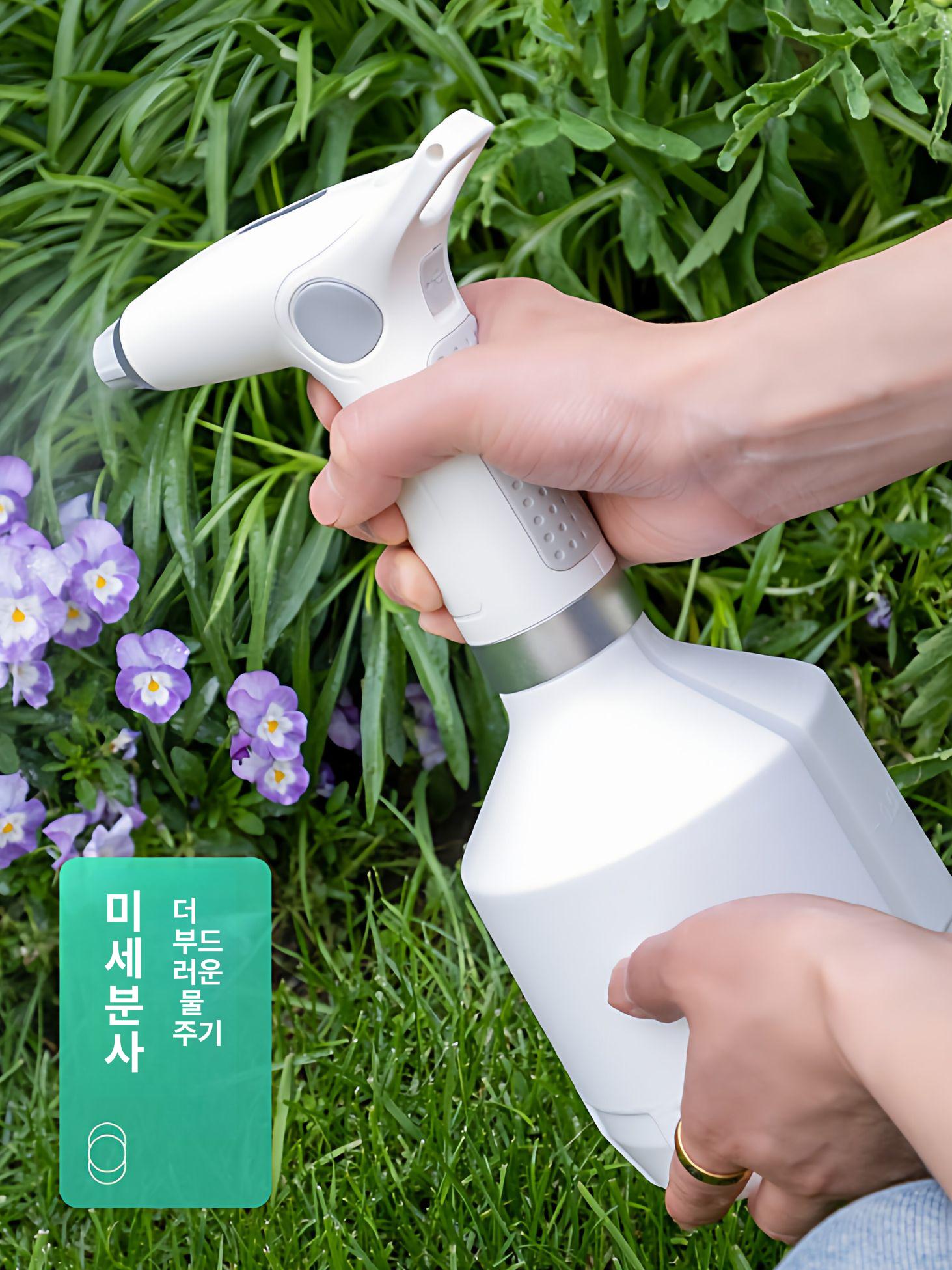 전동 원예 물 분무기 뿌리개 방식 건전지 스프레이 자동 화이트 - 상세 이미지 3