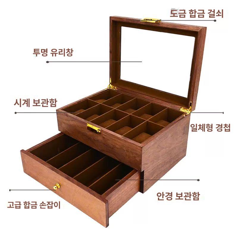 수납함 케이스 우드 빈티지 보관 서랍 엔틱 원형 원목상자 소품정리함 보석함 모던 - 상세 이미지 4