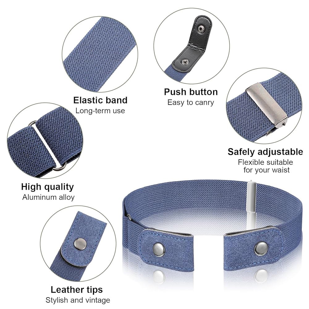 헤실라 여성용 버클 벨트 없음 신축성 조절 가능한 보이지 않는 게으른 탄성 버클리스 허리 편안한 프리 여성 남성 청바지 바지 - 상세 이미지 3