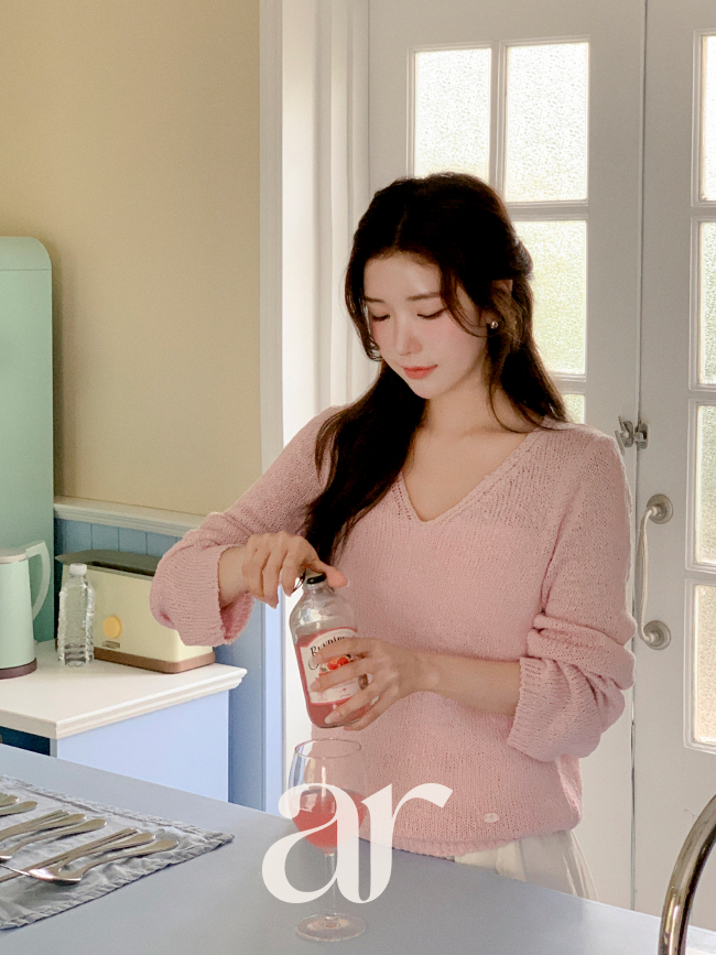 [자체제작] 워셔블 자개펜던트 린넨 루즈핏 긴팔 니트 nt5529 이미지 3