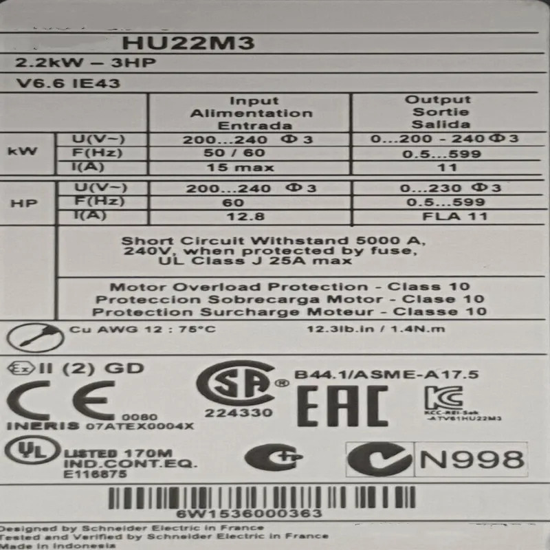 상태 주파수 변환기 ATV61HU22M3