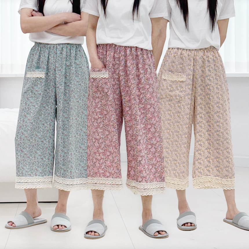 쾌적한 인조인견 8부 레이스 바지 6color - 상품 이미지
