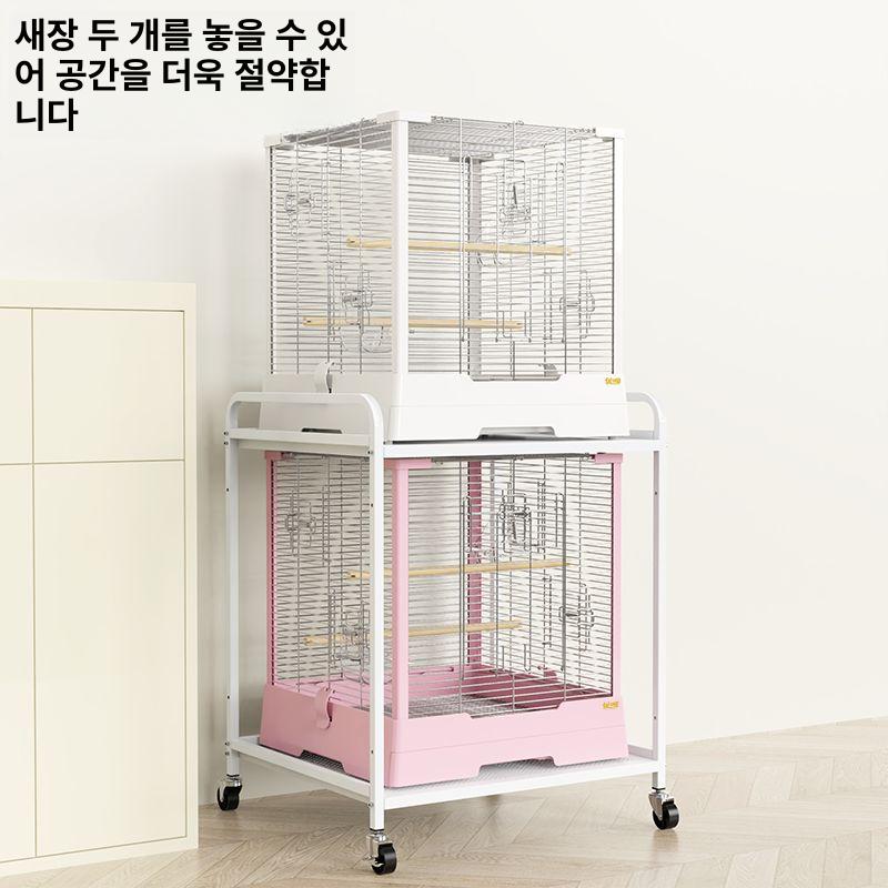 선반 거치대 바퀴달린 새장 조류 이동장 하우스 받침 반려동물 웨건 앵무새집 - 상세 이미지 3