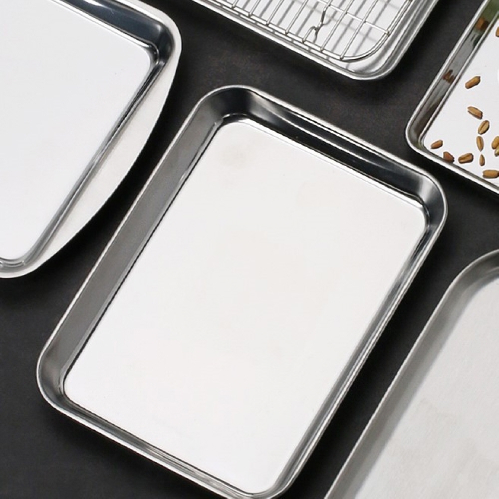 텐시 스텐 쟁반 카페 미니 철제 메탈 베이커리 빵 트레이 18.5cm, 사각, 1개 - 상품 이미지