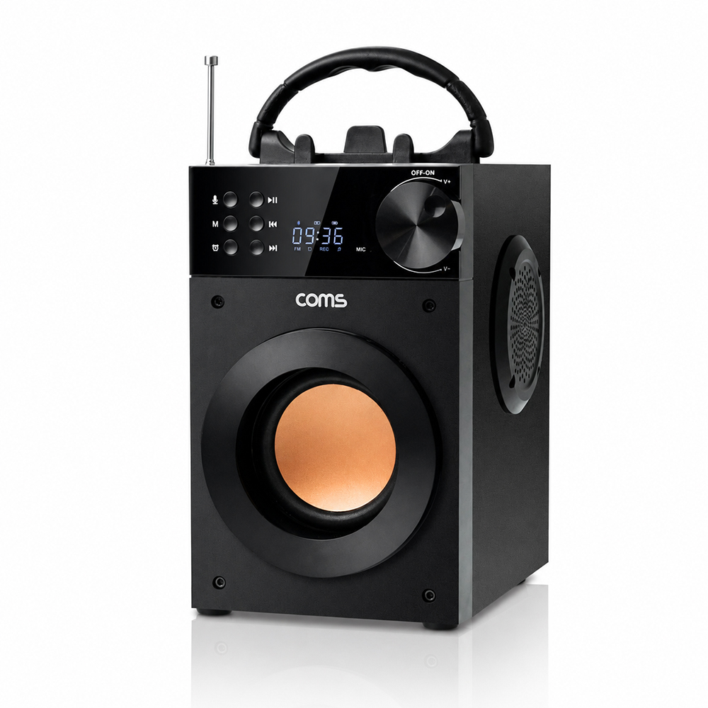 블루투스 스피커 FM라디오 리모컨 20W 휴대용 무선 MP3 USB메모리 알람시계 - 상품 이미지