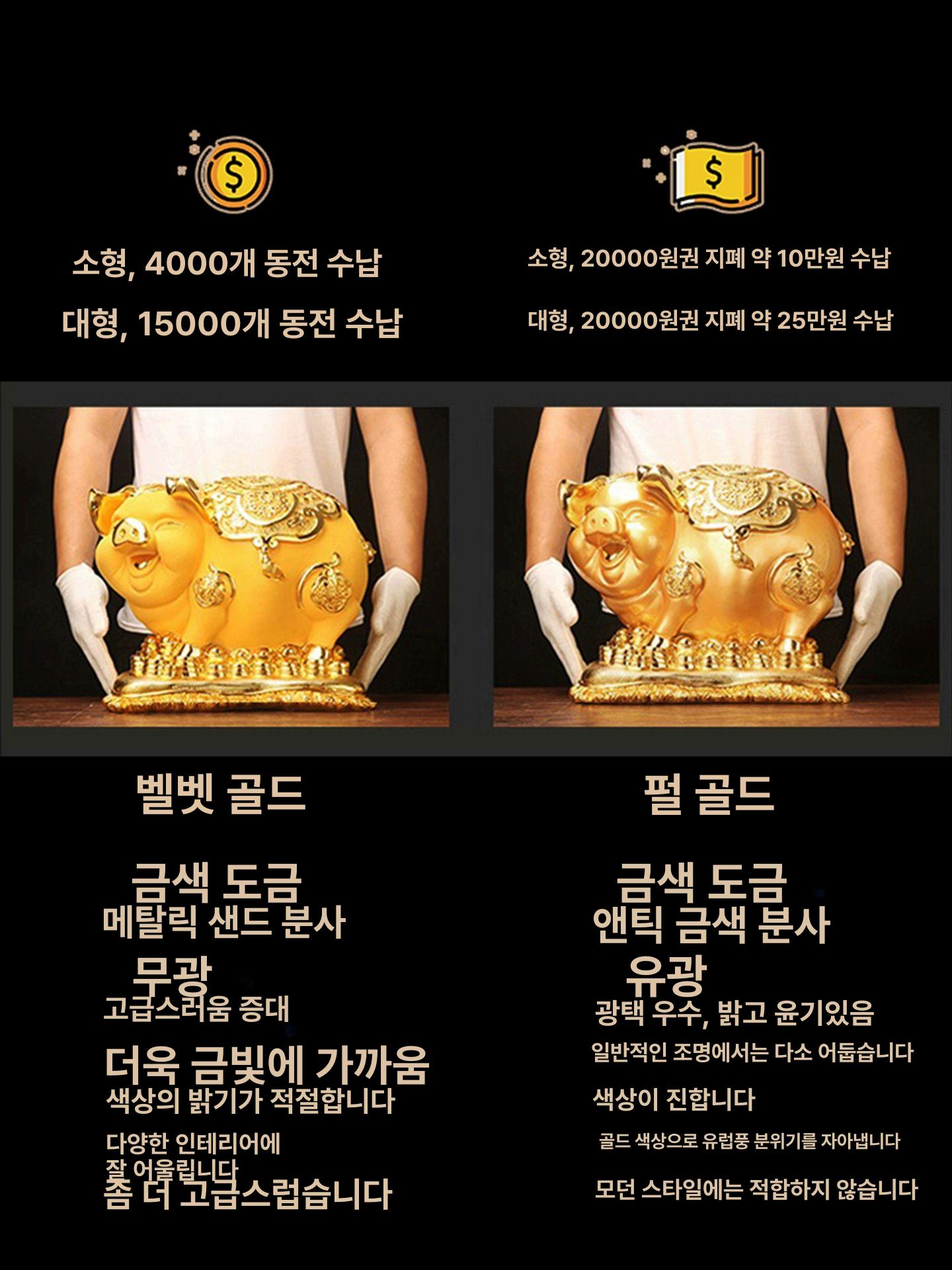 대형 저금통 개업 재물운 집들이선물 재물복 선물용 황금복돼지 풍수지리 금돼지 - 상세 이미지 4