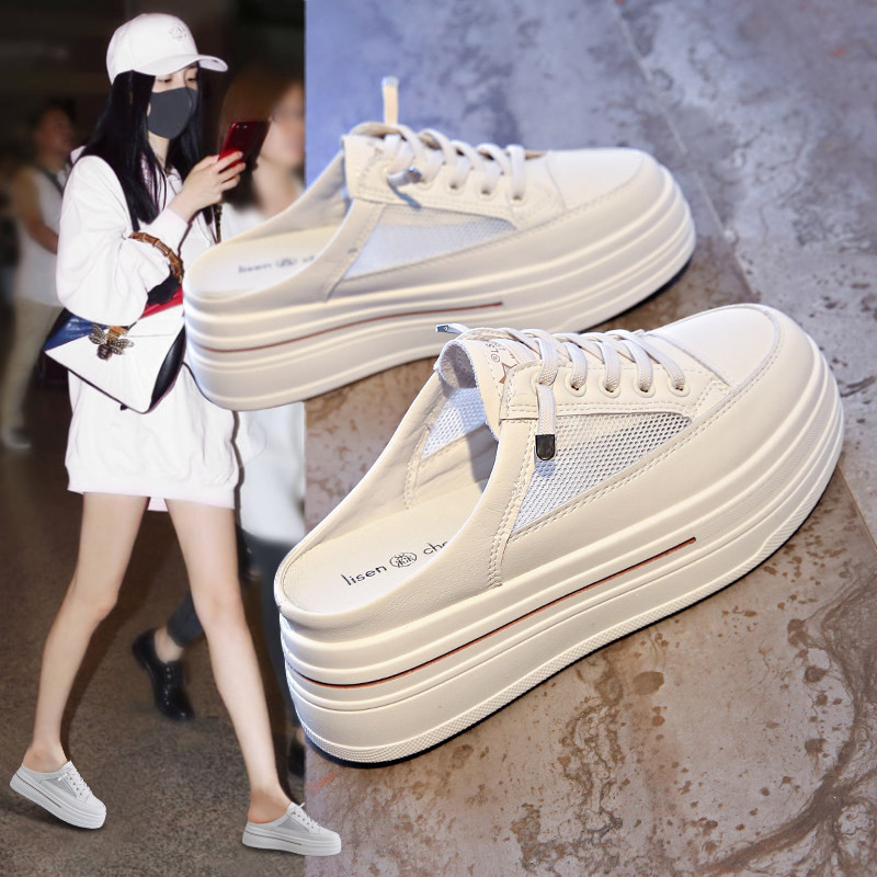 6CM 키높이 뮬운동화 블로퍼 뮬 슬리퍼 스니커즈뮬 캔버스 - 상품 이미지