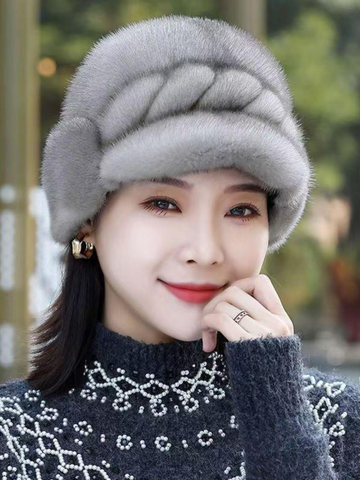 겨울 방한모자 기모 내피 보온 패딩 방한용품 중년 여성 캐주얼 외출 따뜻함 보너스 - 상세 이미지 2