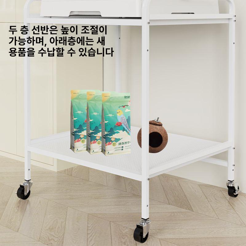 선반 거치대 바퀴달린 새장 조류 이동장 하우스 받침 반려동물 웨건 앵무새집 - 상세 이미지 4
