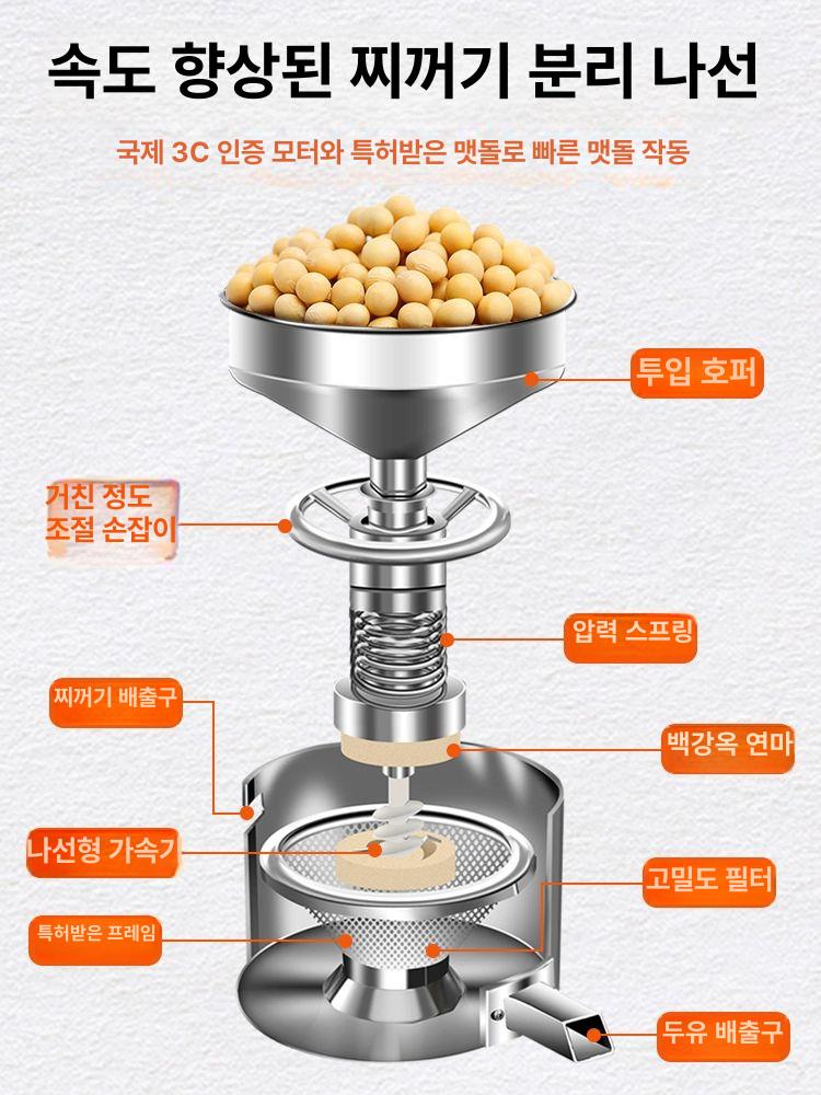 직립식 두유기 수직 제조기 분쇄 비지 분리기 자동 업소용 맷돌 콩물기계 추가형 - 상세 이미지 3